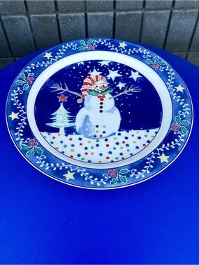 Vintage Discontinued NORITAKE EPOCH Mr. Snowman Illustrated Dinner Plate